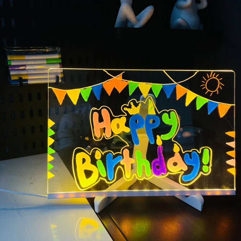 Gadgestix – GlowNote™: LED-Schreibtafel mit Nachtlicht & 7 bunten Stiften