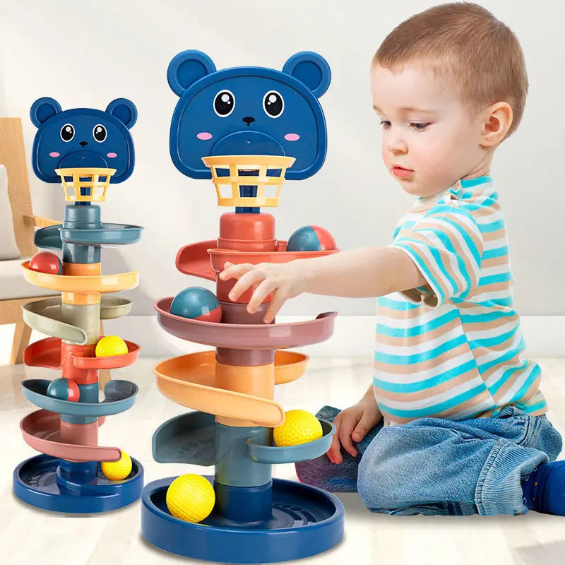 Gadgestix – RolliTower™ Das bunte Kugelbahn-Stapelspiel für kleine Entdecker