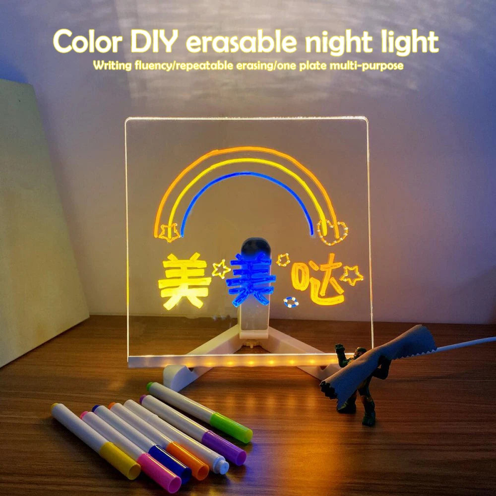 Gadgestix – GlowNote™: LED-Schreibtafel mit Nachtlicht & 7 bunten Stiften