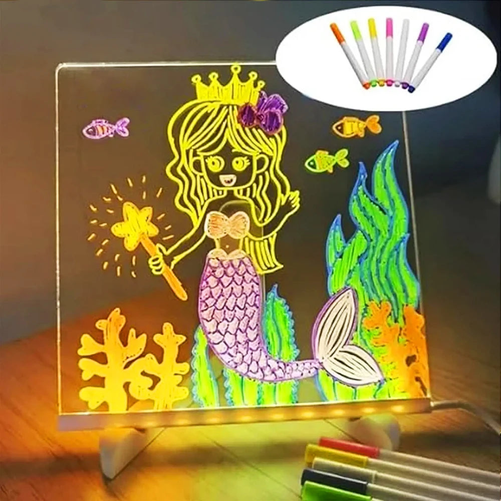 Gadgestix – GlowNote™: LED-Schreibtafel mit Nachtlicht & 7 bunten Stiften