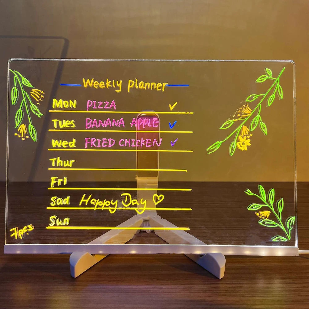 Gadgestix – GlowNote™: LED-Schreibtafel mit Nachtlicht & 7 bunten Stiften