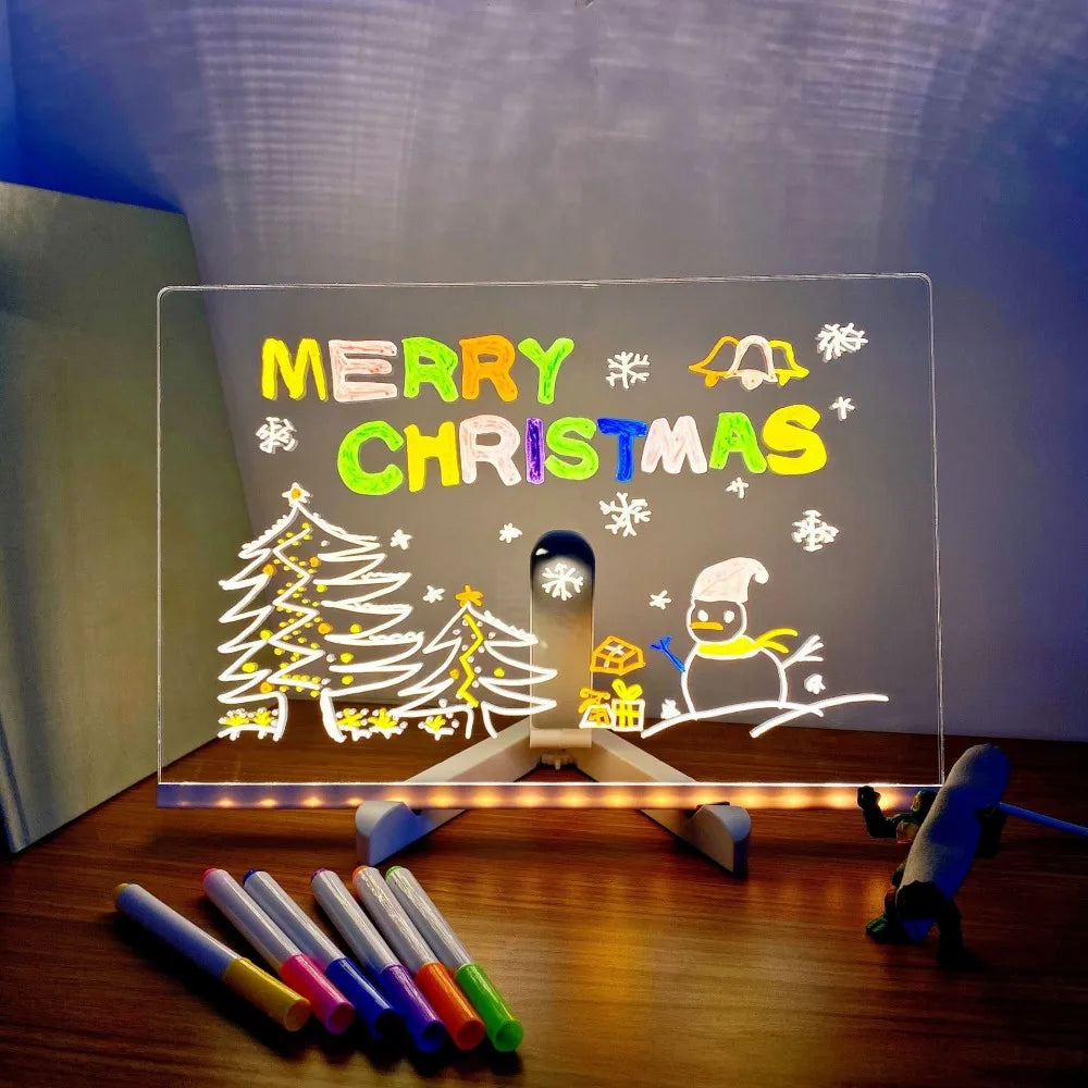 Gadgestix – GlowNote™: LED-Schreibtafel mit Nachtlicht & 7 bunten Stiften