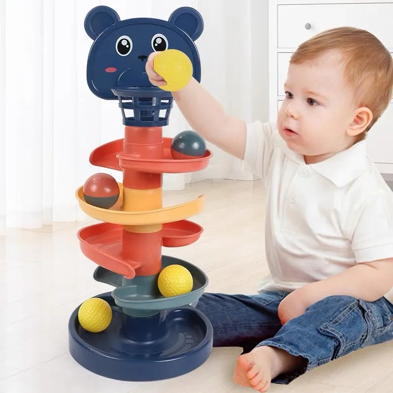 Gadgestix – RolliTower™ Das bunte Kugelbahn-Stapelspiel für kleine Entdecker